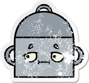 Bir insan tarafından çizilmiş tatlı bir yemek tenceresinin sıkıntılı çıkartması.