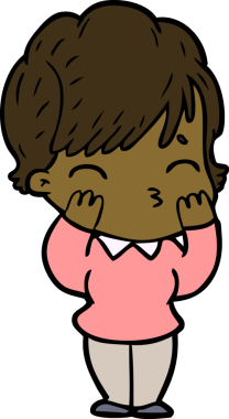 Bir insan tarafından çizilmiş bir çizgi film kadını.