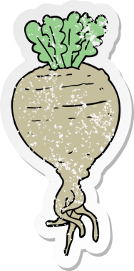 Bir insan tarafından çizilmiş karikatür kökü bitkisinin sıkıntılı çıkartması.