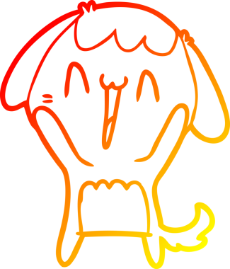 Bir insan tarafından çizilmiş sevimli bir köpeğin sıcak çizgi çizgisi.