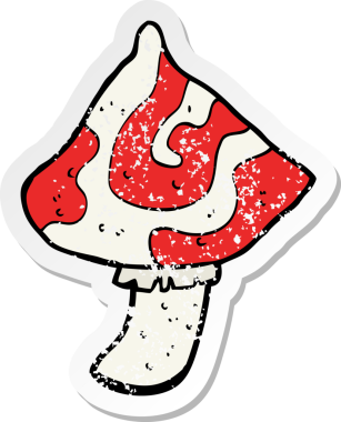 Bir insan tarafından çizilmiş bir mantar desenli karikatür yapıştırması.