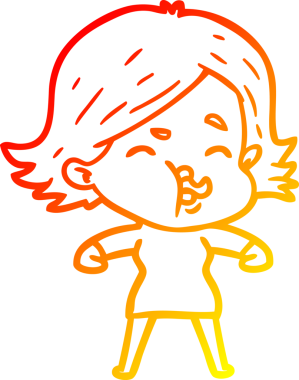 Bir insan tarafından çizilmiş bir çizgi film kızının sıcak çizgi çizimi.