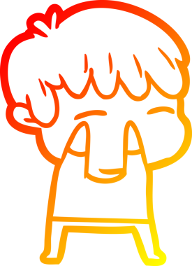 Bir insan tarafından çizilmiş, çizgi film karakteri meraklı bir çocuk çizimi.