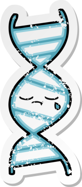 Bir insan tarafından çizilmiş şirin bir DNA ipliğinin sıkıntılı çıkartması.