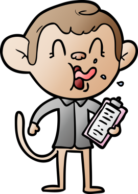 Bir insan tarafından çizilmiş çılgın çizgi film maymun yöneticisi.