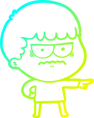 Bir insan tarafından çizilmiş bir çizgi filmin soğuk gradyan çizimi.