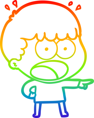 Gökkuşağı gradyan çizgi çizimi bir insan tarafından çizilmiş şok bir adam