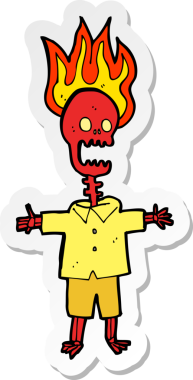 Bir insan tarafından çizilmiş yanan bir iskeletin çıkartması.