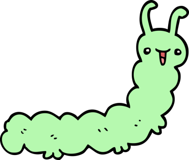 Bir insan tarafından çizilmiş karikatür tırtılı.