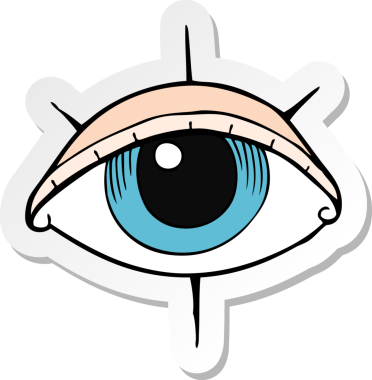 Bir insan tarafından çizilmiş dövme göz sembolü çıkartması.