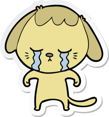 Bir insan tarafından çizilmiş ağlayan bir köpeğin çıkartması.