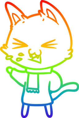 Gökkuşağı gradyan çizgi çizimi Bir insan tarafından çizilmiş bir çizgi kedi tıslama