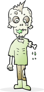 Bir insan tarafından çizilmiş serbest çizim bir zombi çizgi filmi.