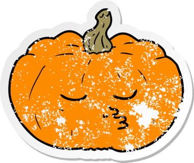 Bir insan tarafından çizilmiş karikatür balkabağı etiketi.