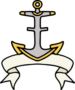 Bir insan tarafından çizilmiş geleneksel bir çapa dövmesi.