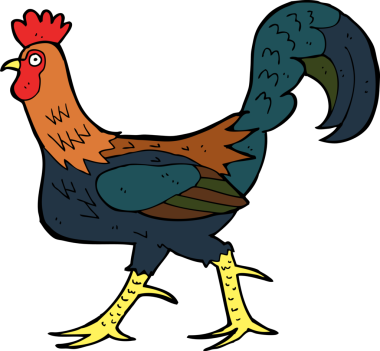 Bir insan tarafından çizilmiş bir horoz resmi.