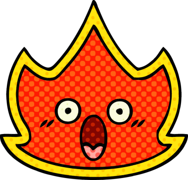 Bir insan tarafından çizilmiş çizgi roman tarzı bir ateş.