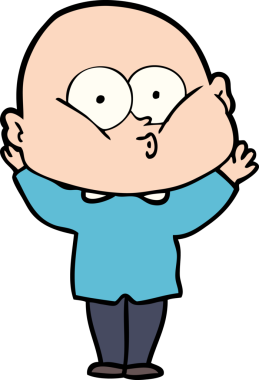 Bir insan tarafından çizilmiş kel bir adam.