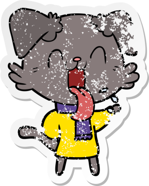 Bir insan tarafından çizilmiş, nefes nefese kalmış bir köpeğin sıkıntılı çıkartması.