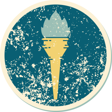 Bir insan tarafından çizilmiş yanan bir meşalenin sembolik dövmeli görüntüsü