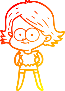 Bir insan tarafından çizilmiş mutlu bir çizgi film kızı çizimi