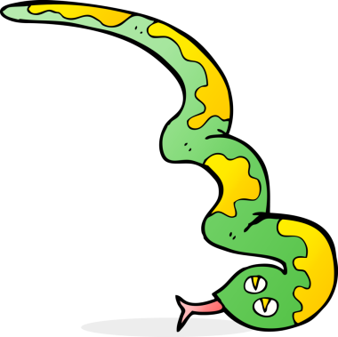 Bir insan tarafından çizilmiş tıslayan yılan çizgi filmi.