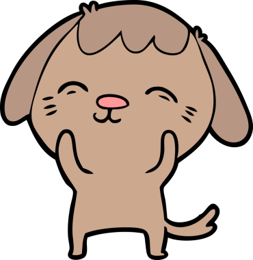 Bir insan tarafından çizilmiş mutlu çizgi film köpeği.