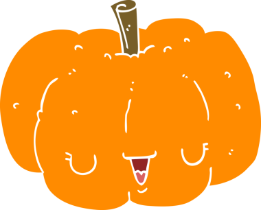 Bir insan tarafından çizilmiş düz renkli balkabağı.