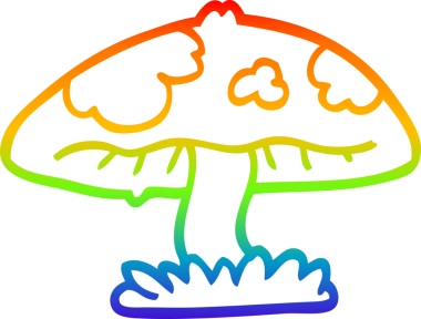 gökkuşağı gradyan çizgi çizimi bir insan tarafından çizilmiş mantar karikatürü