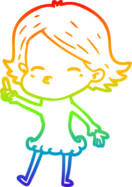 Gökkuşağı gradyan çizgi çizimi bir insan tarafından çizilmiş bir çizgi kadın fikri