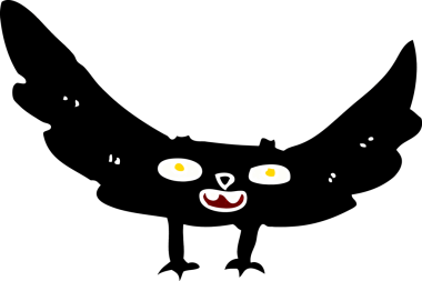 Bir insan tarafından çizilmiş ürkütücü vampir yarasa çizgi filmi.