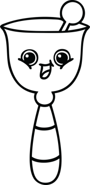 Bir insan tarafından çizilmiş okul çanının çizgi çizimi.