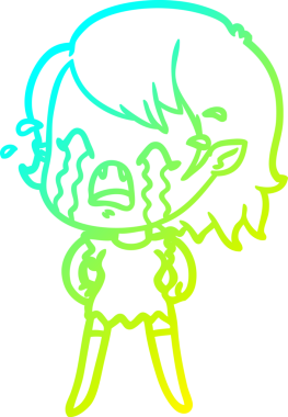 Bir insan tarafından çizilmiş ağlayan vampir kız çizgi filmi.