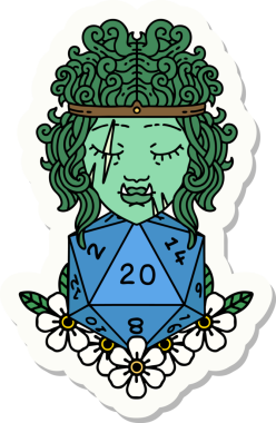 Bir insan tarafından çizilmiş 20 zarlı bir ork barbarının çıkartması.