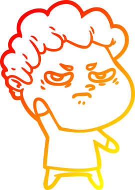 Bir insan tarafından çizilmiş kızgın bir adamın sıcak çizgi çizimi.