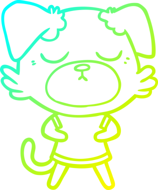 Bir insan tarafından çizilmiş şirin bir çizgi köpeğin soğuk gradyan çizgisi.