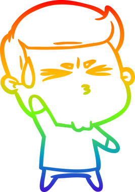 Gökkuşağı gradyan çizgi çizimi bir insan tarafından çizilen mutlu bir adamın çizimi