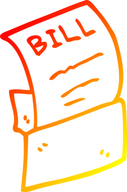 Bir insan tarafından çizilmiş bir çizgi film borç faturasının sıcak gradyan çizimi