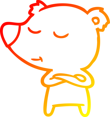 Bir insan tarafından çizilmiş mutlu çizgi film ayısının sıcak çizgi çizimi