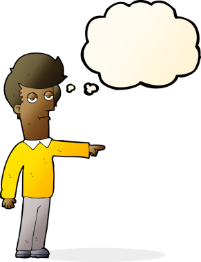 Bir insan tarafından çizilmiş düşünce baloncuğu olan bir adam.