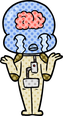 Bir insan tarafından çizilmiş koca beyinli bir uzaylı ağlaması.