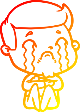 Bir insan tarafından çizilmiş ağlayan bir çizgi film karakteri çizimi.