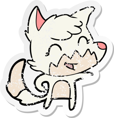 Bir insan tarafından çizilmiş mutlu bir tilkinin sıkıntılı çıkartması.