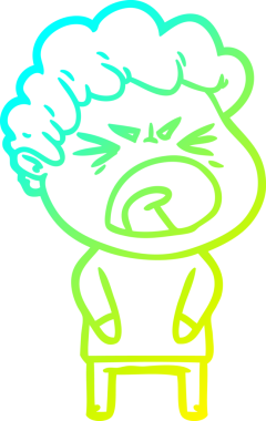 Bir insan tarafından çizilmiş öfkeli bir çizgi film karakteri.