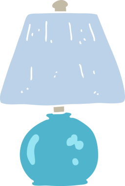 Bir insan tarafından çizilen lambanın düz renk çizimi