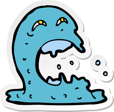 Bir insan tarafından çizilmiş iğrenç bir hayaletin çıkartması.