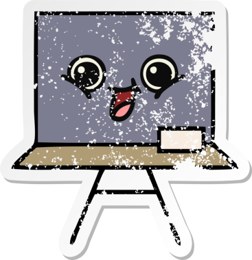 Sevimli bir karikatür tahtası insan tarafından çizilmiş sıkıntılı bir çıkartma.