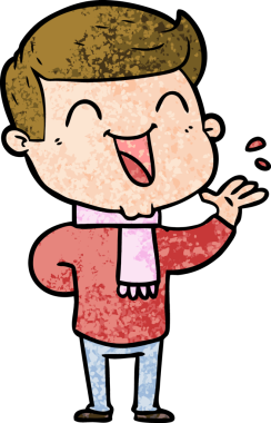 Bir insan tarafından çizilmiş gülen çizgi film adamı.