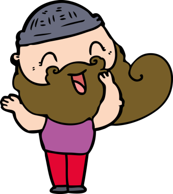 Bir insan tarafından çizilmiş mutlu sakallı adam.