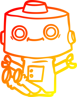 Bir insan tarafından çizilen çizgi film robotunun sıcak çizgi çizimi